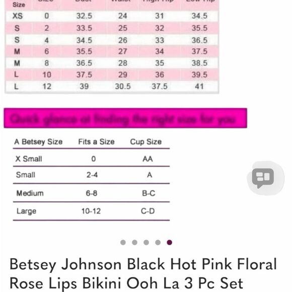 BETSEY JOHNSON 3 piece tie bikini Set Pink Black New - Picture 5 of 12